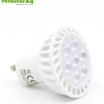 6 watts LED full spectrum spot 3step | natural flicker free light | bright as 35 watts, 480 lumen | dimming without dimmer (100%, 50%, 15%) | 5400 Kelvin. GU10 socket.