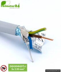 (N)HXMH(St)-J | 3x 2.5 mm² shielded electric cable sheathed cable | Halogen free | Plasticizer-free | Laying cable to protect against electric fields LF | 25 and 100 meters length