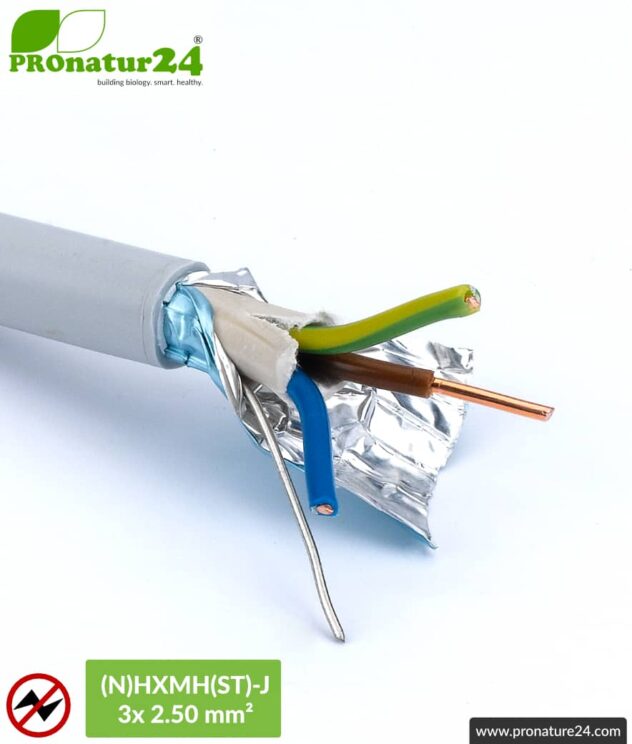 (N)HXMH(St)-J | 3x 2.5 mm² shielded electric cable sheathed cable | Halogen free | Plasticizer-free | Laying cable to protect against electric fields LF | 25 and 100 meters length