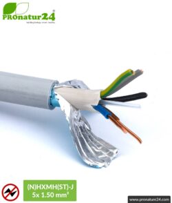 (N)HXMH(St)-J | 5x 1.5 mm² shielded electric cable sheathed cable | Halogen free | Plasticizer-free | Laying cable to protect against electric fields LF | 25 and 100 meters length