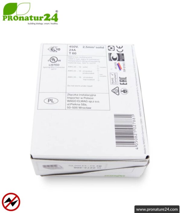 WAGO compact splicing connector | model 2273-208 | for 8 solid conductors | conductor cross-section 0.5 to 2.5 mm² | 450V / 24 A | alternative to classic connector blocks