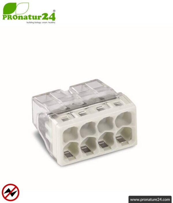 WAGO compact splicing connector | model 2273-208 | for 8 solid conductors | conductor cross-section 0.5 to 2.5 mm² | 450V / 24 A | alternative to classic connector blocks