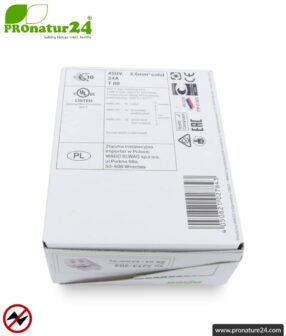 WAGO compact splicing connector | model 2273-202 | for 2 solid conductors | conductor cross-section 0.5 to 2.5 mm² | 450V / 24 A | 100 pieces per pack