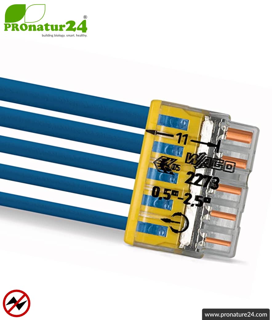 ▷ WAGO compact splicing connector, 2273-205 | 5 cables