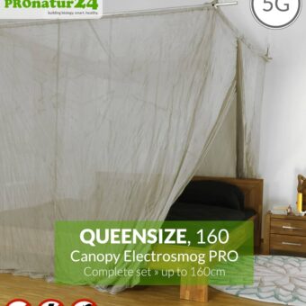 Shielding canopy Electrosmog PRO in a set | QUEEN SIZE BED up to 160cm | Shielding RF radiation over 99.99% (48 dB). Groundable. Effective against 5G!