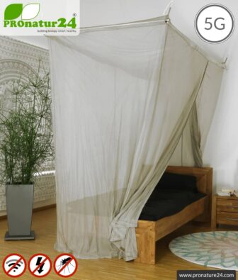 Shielding canopy Electrosmog PRO | 99.999% screening attentuation against WIFI, RF radiation (HF shielding up to 50dB) | groundable | effective against 5G! Single bed.