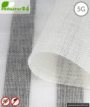 NATURELL ™ shielding fabric | ideal for curtains and canopies | RF shielding up to 38dB from electrosmog caused by RF, WIFI, DECT, LTE | TÜV-SÜD quality tested | 5G ready!