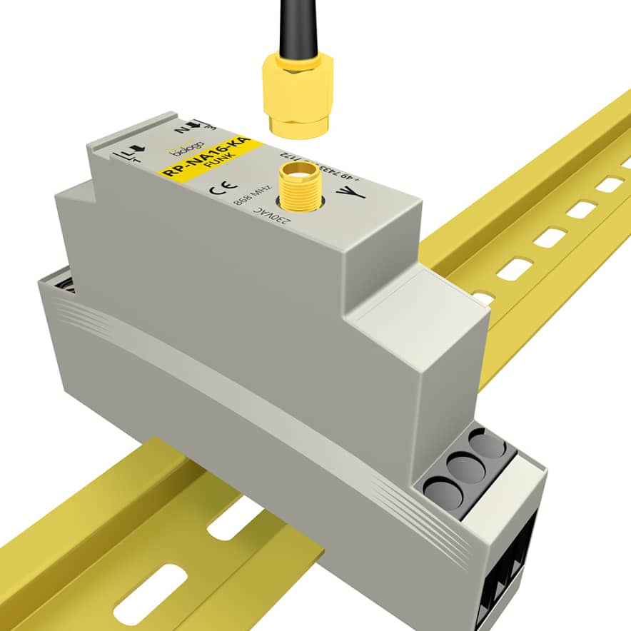 Repeater RP-NA16-KA | level 2 repeater for the fuse box | master switch set-up | building biology save wireless technology according to EnOcean standard. Feedbild.