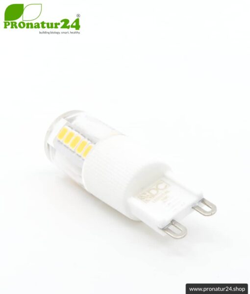 5.5 watt LED G9 by DANELL | CRI 95 | bright like 41 watts, 485 lumen | warm white (2970 K) | flicker-free (< 1%), G9 base (halogen)