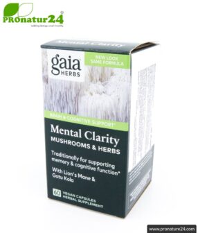 MENTAL CLARITY by Gaia Herbs | can support brain performance and concentration | mushrooms & Herbs (reishi, cordyceps, basil, rosemary, ...) | 60 capsules