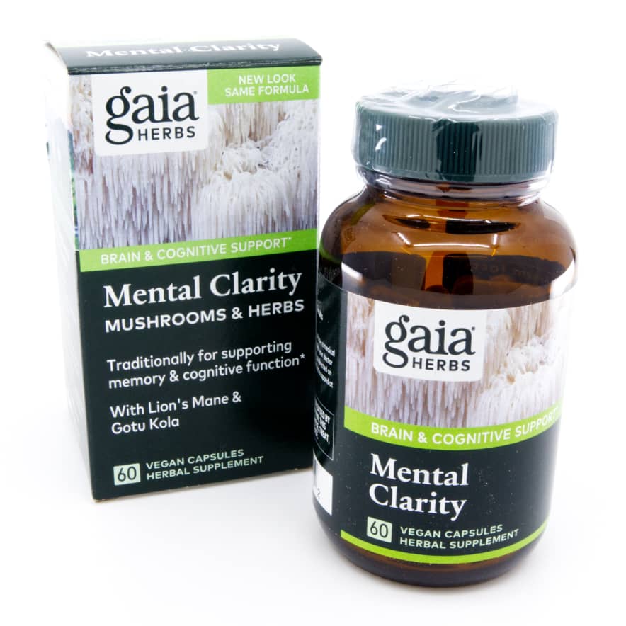 MENTAL CLARITY by Gaia Herbs | can support brain performance and concentration | mushrooms & Herbs (reishi, cordyceps, basil, rosemary, ...) | 60 capsules