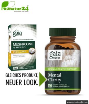 MENTAL CLARITY by Gaia Herbs | can support brain performance and concentration | mushrooms & Herbs (reishi, cordyceps, basil, rosemary, ...) | 60 capsules