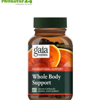 WHOLE BODY SUPPORT by Gaia Herbs | reishi, shiitake, turmeric and ginger for your daily energy boost | mushrooms & herbs | 60 capsules