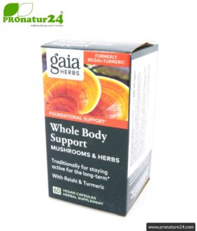 WHOLE BODY SUPPORT by Gaia Herbs | reishi, shiitake, turmeric and ginger for your daily energy boost | mushrooms & herbs | 60 capsules