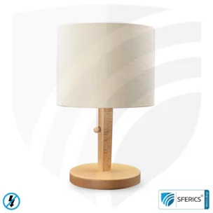 Shielded table lamp made of beechwood | Cylinder shape | NATURAL lampshade | made of natural cotton/linen (nettle fabric) | E27 socket