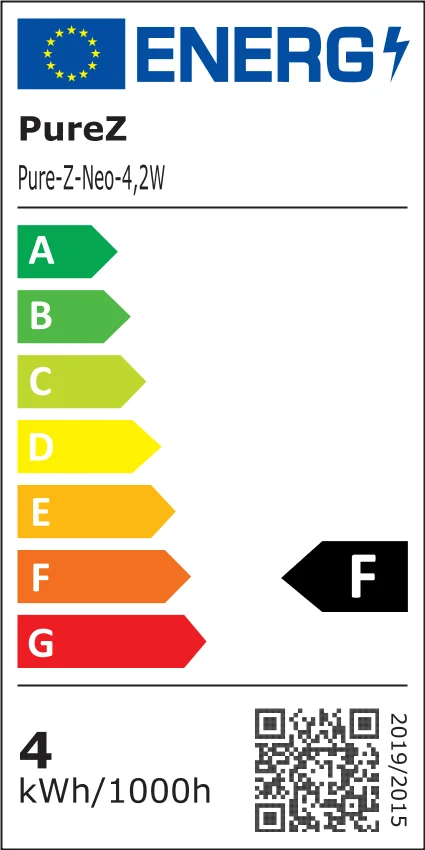 4.2 watts LED filament Pure-Z NEO from BioLicht | CRI 97 | bright as 38 watts, 400 lumen | warm white (2700 K) | flicker-free (< 1%), E27 socket