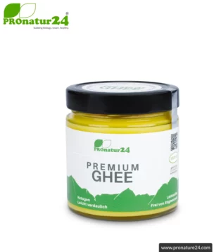 PREMIUM GHEE | Ayurvedic clarified butter, made out of 100% hay milk (AT pasture grazing certified) | filled by hand in glass | perfect for low-carb and ketogenic diets.
