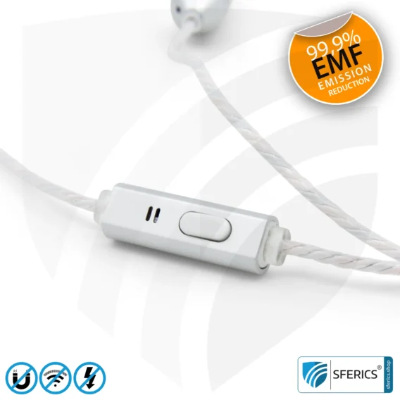 Air Tube In-Ear Stereo Headset with Microphone | AirTube SMART | radiation-free technology without electrosmog | white-silver | with jack plug