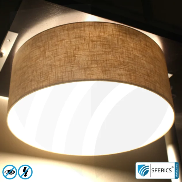 Shielded ceiling lamp LA-DL47 | lampshade made of linen, natural | incl. 6 building biology optimised, flicker-free LED bulbs | G9 socket