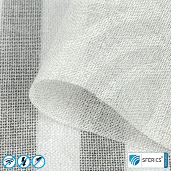 SILVER COTTON shielding fabric | ideal for production of canopies and curtains | RF screening attenuation against electrosmog up to 42 dB | groundable and does not discolour (stained) | Effective against 5G!