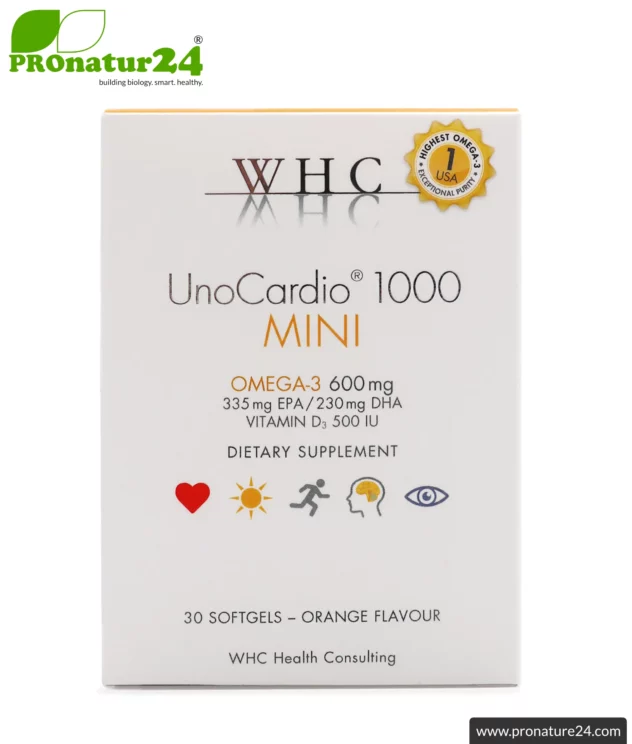 WHC UnoCardio® 1000 MINI + Vitamin D | OMEGA-3 fatty acids | 30 softgels