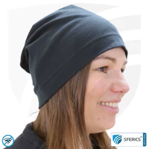 Cap, black + shielding | protection up to 40 dB from RF electrosmog (cell phone, Wi-Fi, LTE) | Black-Jersey | 5G ready!