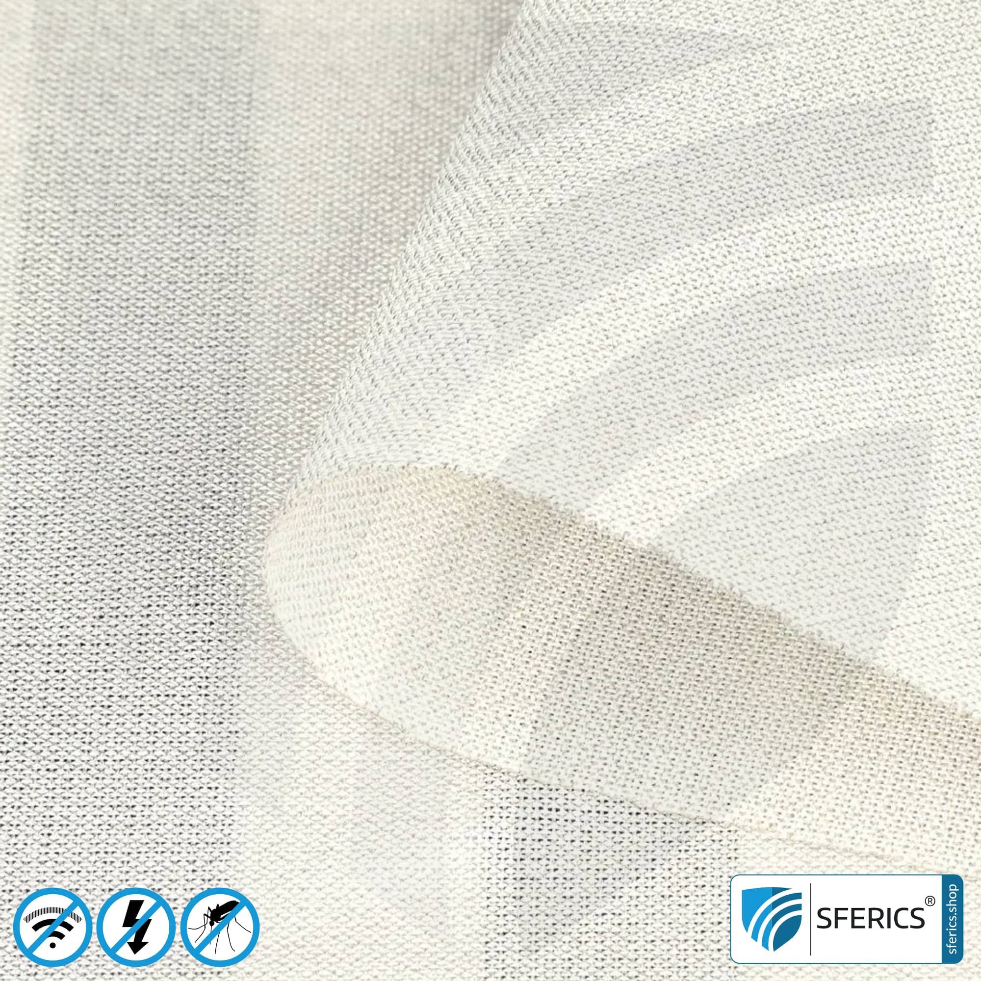 ▷ WHITE SILK shielding fabric, 54 dB attenuation