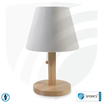 Shielded table lamp made of beech wood with lampshade in NATURAL color | made of chintz, a linen weave cotton fabric | E27 socket 1 Shielded table lamp made of beech wood with lampshade in NATURAL color | made of chintz, a linen weave cotton fabric | 31 cm high. E27 socket. 40 watts.