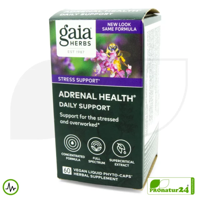 ADRENAL HEALTH by Gaia Herbs | Concentration and Focus in Daily Life | Suitable as a Supplement for Intense Training + Altitude Training | 60 Capsules