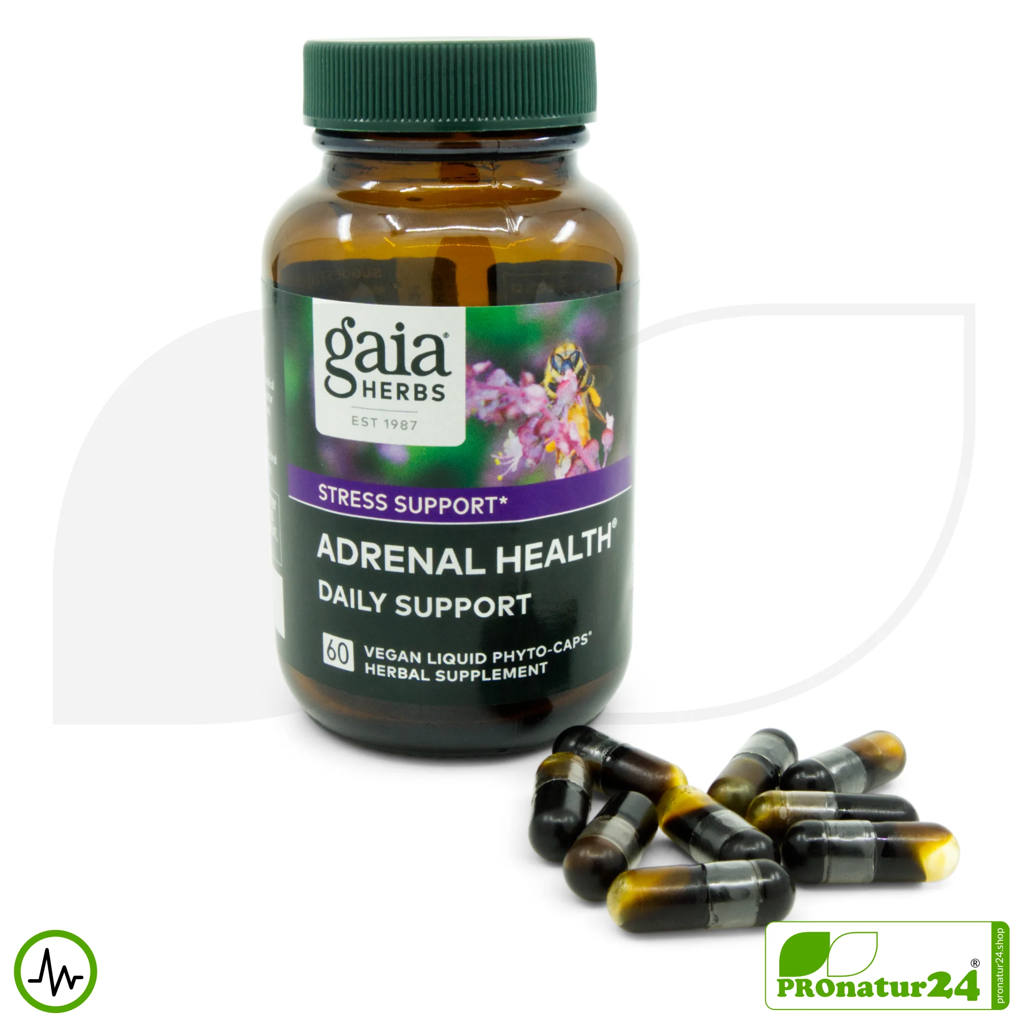 ADRENAL HEALTH by Gaia Herbs | Concentration and Focus in Daily Life | Suitable as a Supplement for Intense Training + Altitude Training | 60 Capsules