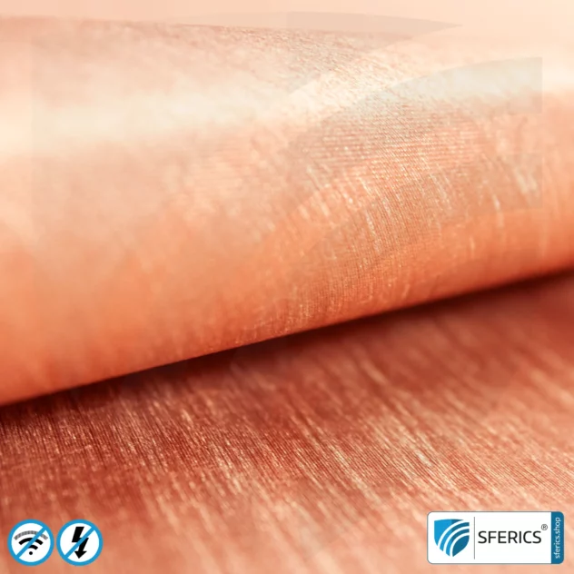 Shielding fleece SAPHIR extra | copper fleece | RF screening attenuation against electrosmog up to over 70 dB | 110 cm width. Effective against 5G!