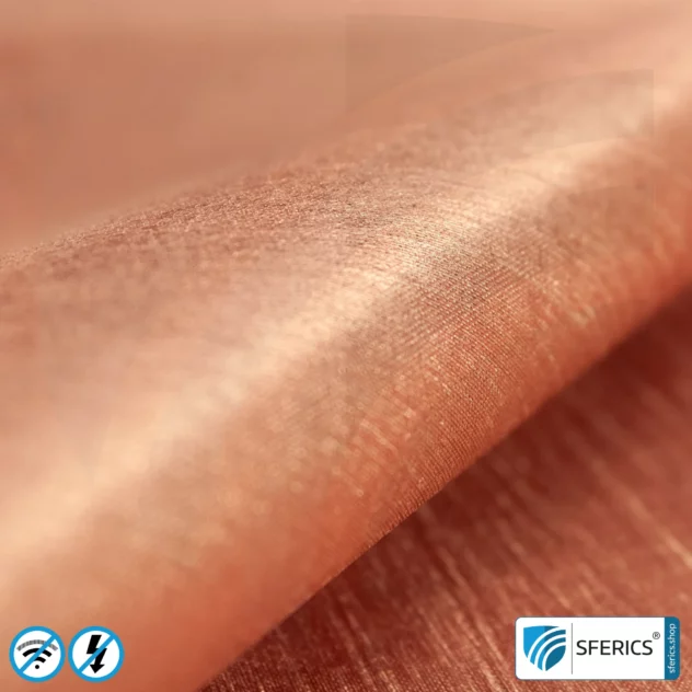 Shielding fleece SAPHIR extra | copper fleece | RF screening attenuation against electrosmog up to over 70 dB | 110 cm width. Effective against 5G!