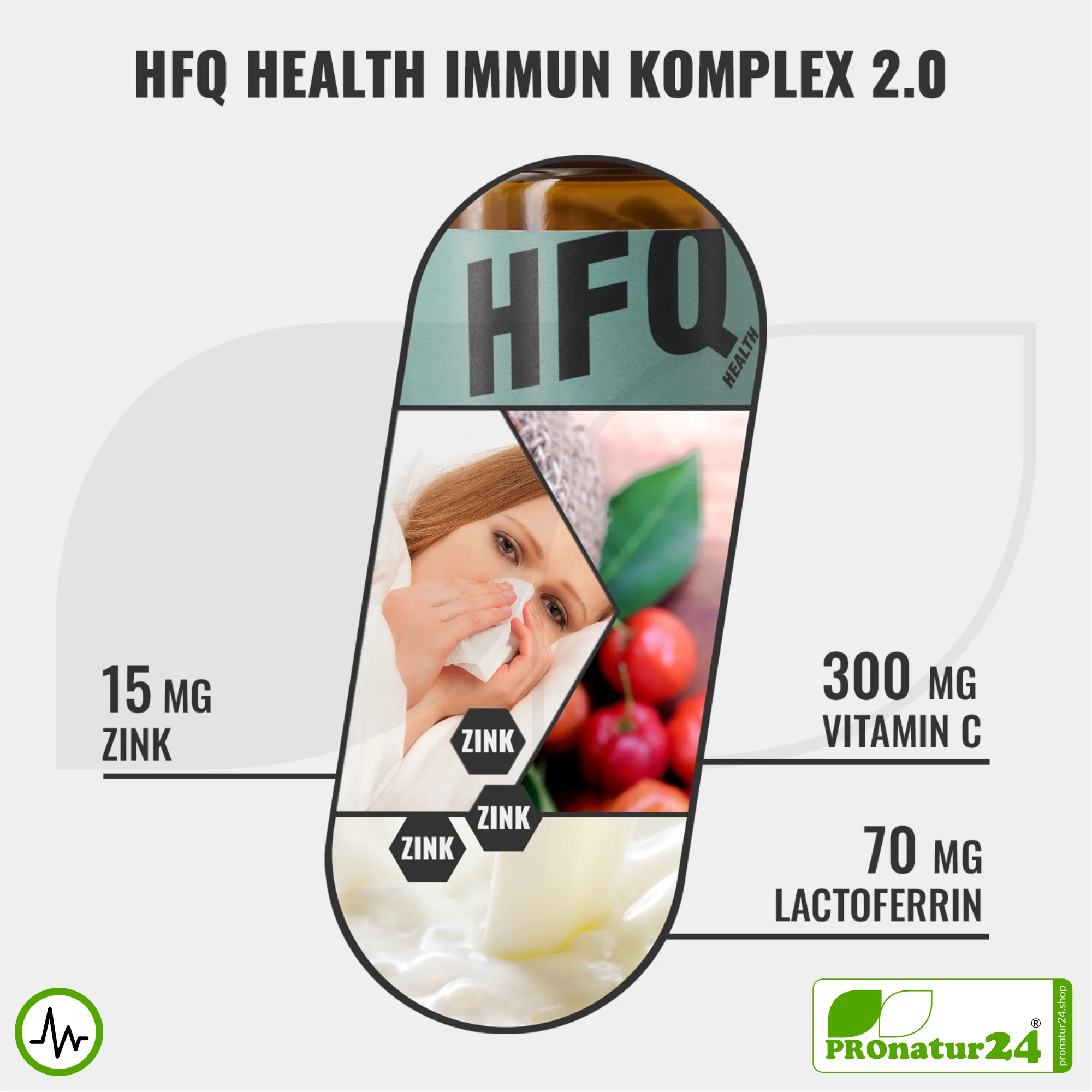 Immune Complex 2.0 | Lactoferrin + Vitamin C + Zinc | 40 Capsules | Premium Dietary Supplement by HFQ Health