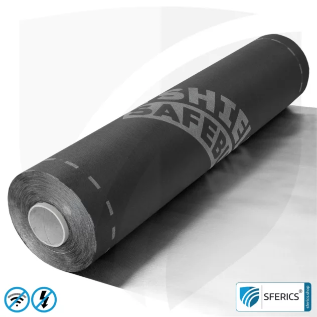 Shielding Underlay Membrane SAFEBUILD® U230 | RF Shielding from Electromagnetic Fields up to 111 dB | Membrane with aluminium. Width 90 cm. Effective against 5G!