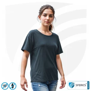 T-Shirt, shielding + black | Protection up to 40 dB from RF electrosmog (mobile phones, Wi-Fi, LTE) | durable, made from Black-Jersey shielding fabric | 5G ready!