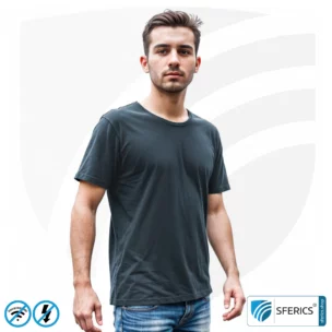T-Shirt, shielding + black | Protection up to 40 dB from RF electrosmog (mobile phones, Wi-Fi, LTE) | durable, made from Black-Jersey shielding fabric | 5G ready!
