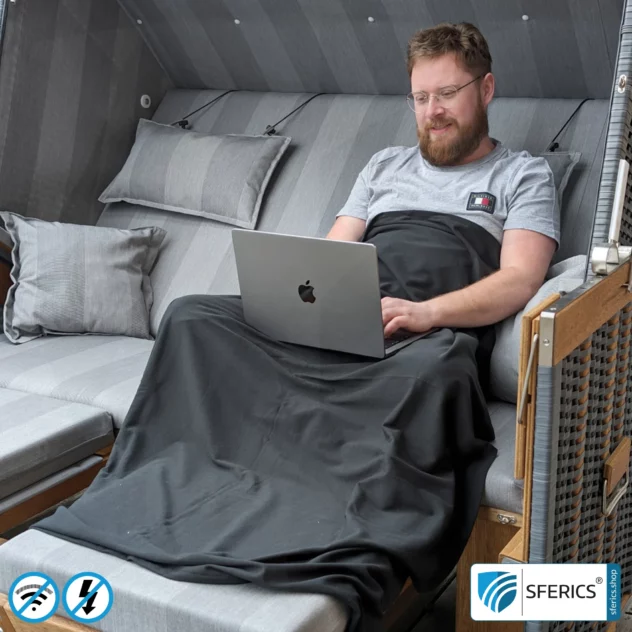 Shielding Blanket, black | Snuggly Soft | Mobile Radiation Protection Against Wi-Fi, Mobile Phones, LTE, 5G, ... with Efficiency Up to 99,99% (40 dB) | LF Groundable | 5G Ready!