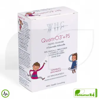 WHC QUATTRO3™ + PS | Omega 3 Fish Oil Children | 60 Softgel Capsules 12 WHC QUATTRO3™ + PS fish oil complex | Omega 3 for children | 60 softgels