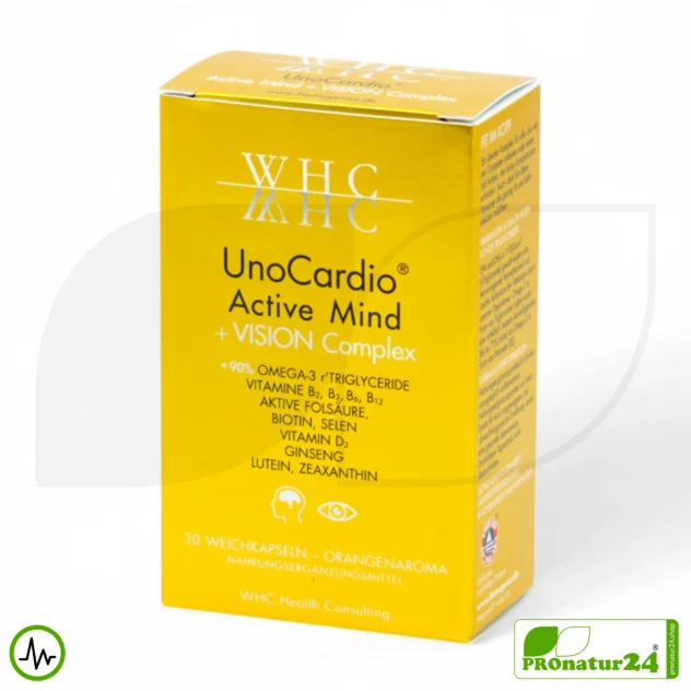 WHC UnoCardio® Active Mind + VISION Complex | 30 Softgel Capsules with Natural Orange Flavor