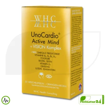 WHC UnoCardio® Active Mind + VISION Complex | 30 Softgel Capsules with Natural Orange Flavor