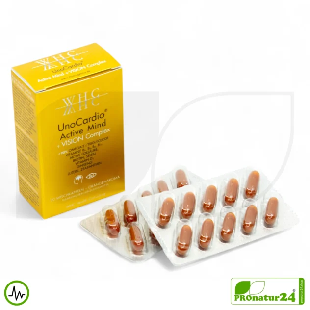 WHC UnoCardio® Active Mind + VISION Complex | 30 Softgel Capsules with Natural Orange Flavor