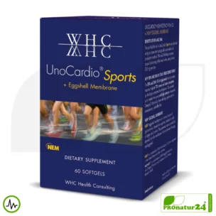 WHC UnoCardio® Sports | Omega-3 fish oil and eggshell membrane in combination | ideal for physical exertion | 60 softgels