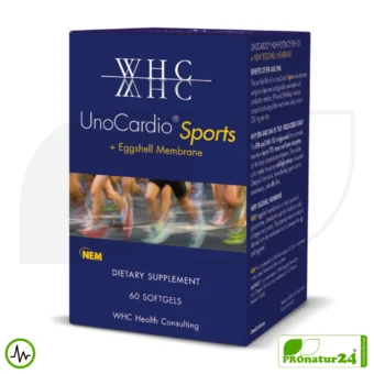 WHC UnoCardio® Sports | Omega-3 Fish Oil and Eggshell Membrane Combination | Ideal for Physical Activity | 60 Softgel Capsules