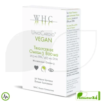 WHC UnoCardio® VEGAN | Highest Concentration of Vegan Omega-3 Capsules | OMEGA-3 Fatty Acids | 30 Softgel Capsules