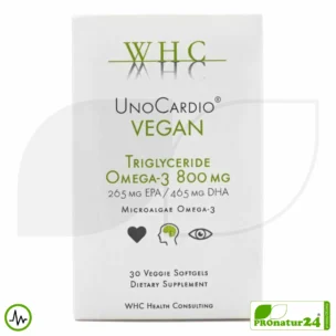 WHC UnoCardio® VEGAN | Highest Concentration of Vegan Omega-3 Capsules | OMEGA-3 Fatty Acids | 30 Softgel Capsules