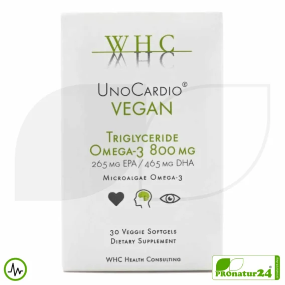WHC UnoCardio® VEGAN | Highest Concentration of Vegan Omega-3 Capsules | OMEGA-3 Fatty Acids | 30 Softgel Capsules