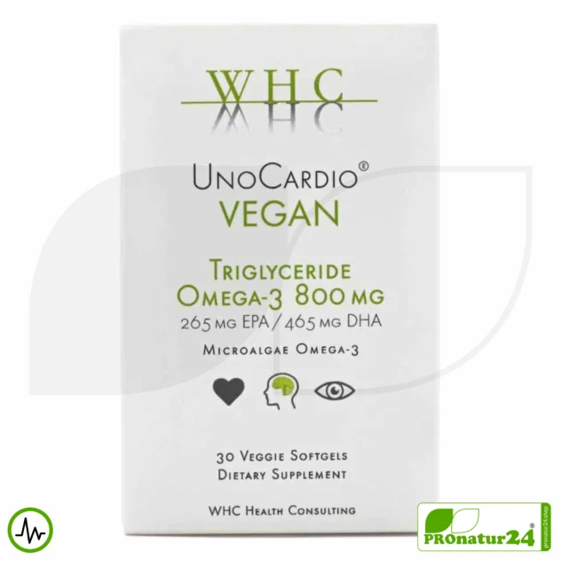 WHC UnoCardio® VEGAN | Highest Concentration of Vegan Omega-3 Capsules | OMEGA-3 Fatty Acids | 30 Softgel Capsules