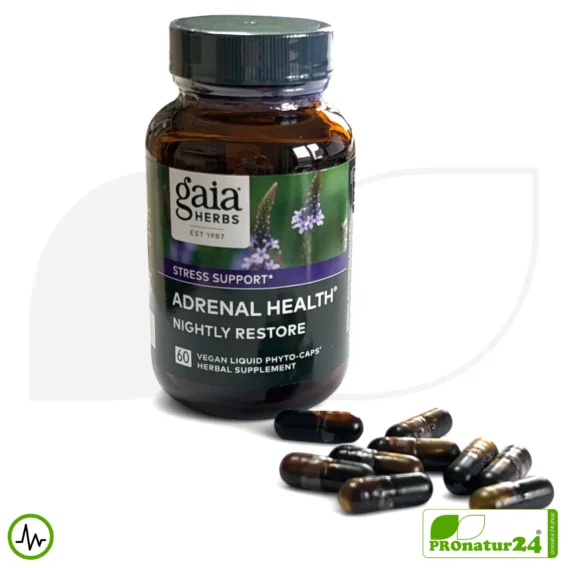 ADRENAL HEALTH - NIGHTLY RESTORE by Gaia Herbs | Focus on the Night | Dietary Supplement Before Bedtime | 60 Capsules