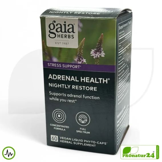 ADRENAL HEALTH - NIGHTLY RESTORE by Gaia Herbs | Focus on the Night | Dietary Supplement Before Bedtime | 60 Capsules