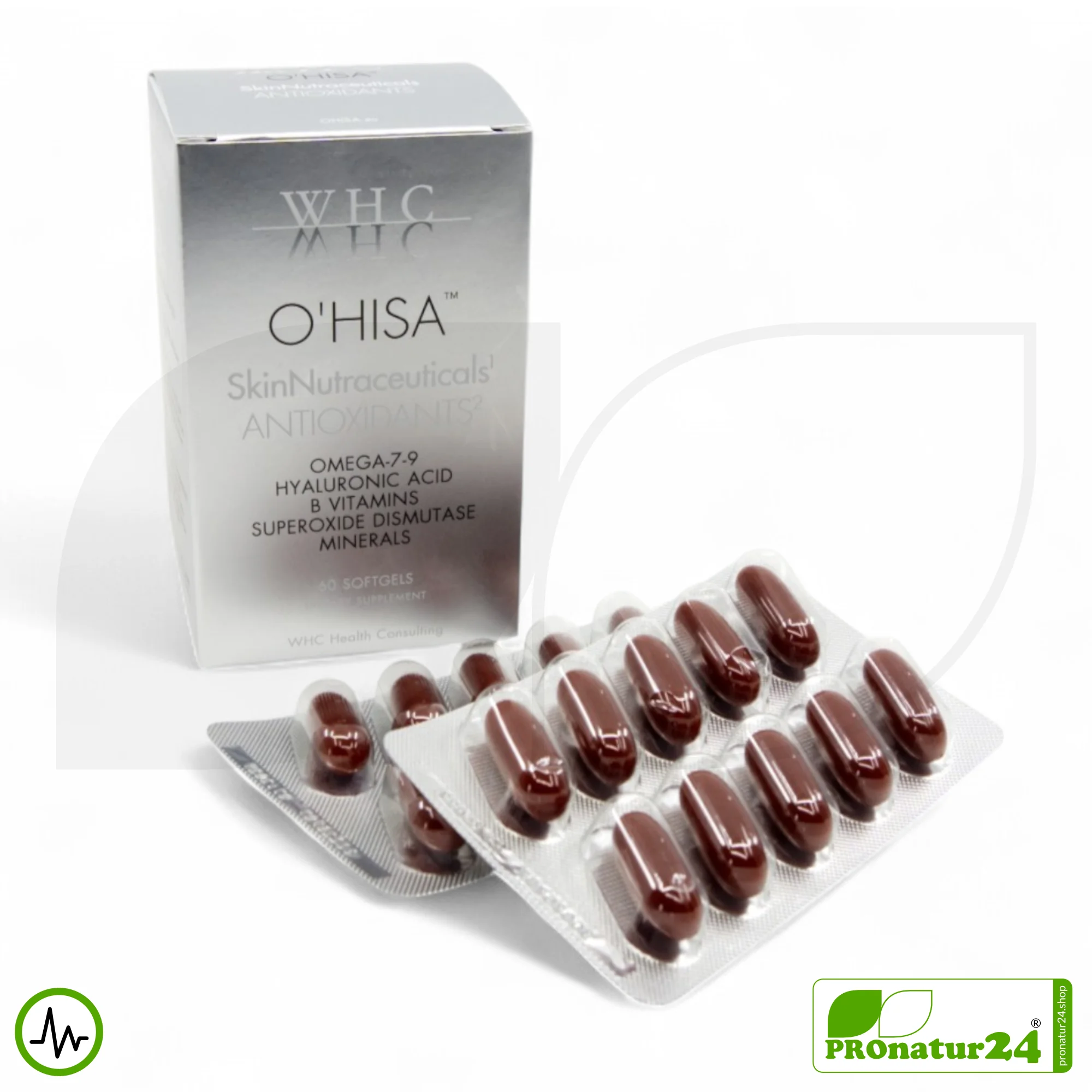 WHC O'HISA SkinNutraceuticals ANTIOXIDANTS | All-in-One Beauty Product with Omega-7 and Omega-9 Fatty Acids, Vitamins + Minerals | 60 Softgel Capsules